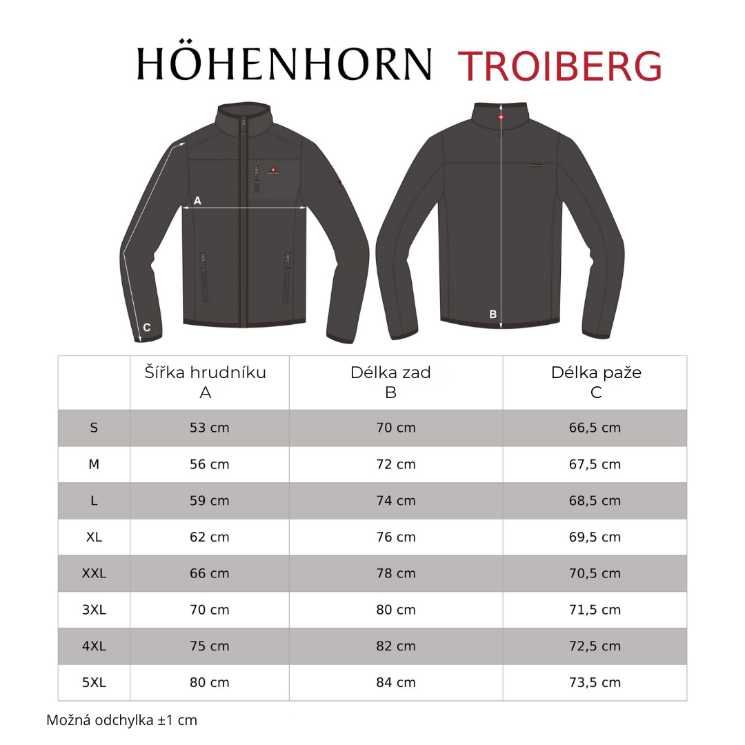 Tabulka velikostí Troiberg